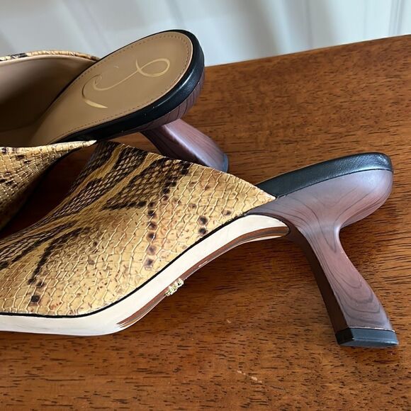 Sam Edelman Skya Snakeskin Print Embossed Leather Mules - Picture 9 of 15